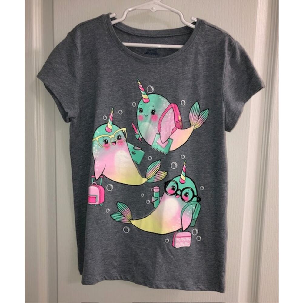 "The Place "Girls Large (10-12) T-shirt    "Narwhals"